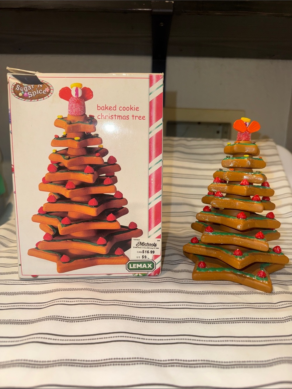 VINTAGE LEMAX BAKED COOKIE CHRISTMAS TREE # 44158 - RETIRED - ✨MINT IN BOX✨